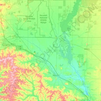 Juneau County地形图、海拔、地势