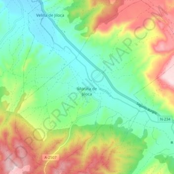 Morata de Jiloca地形图、海拔、地势