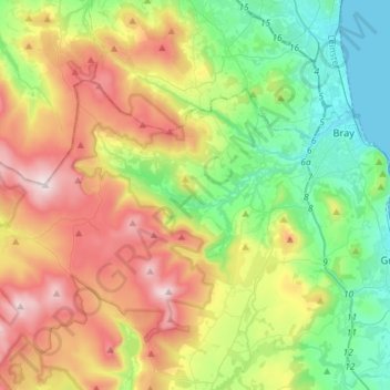 The Municipal District of Bray地形图、海拔、地势