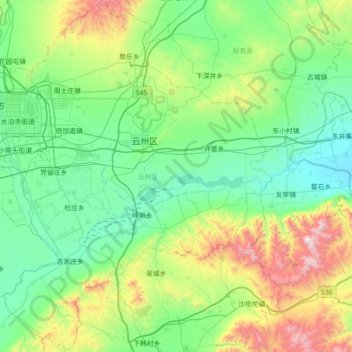 云州区地形图、海拔、地势