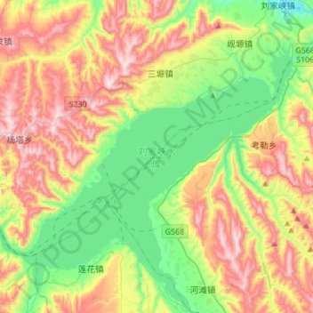 刘家峡水库地形图、海拔、地势