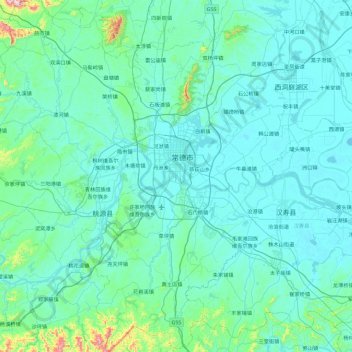 鼎城区地形图、海拔、地势