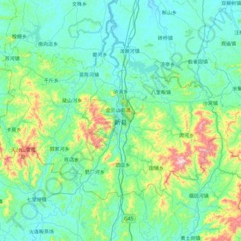 新县地形图、海拔、地势