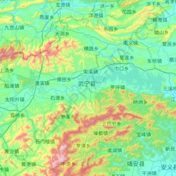 武宁县地形图、海拔、地势