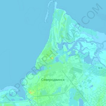 北德文斯克地形图、海拔、地势