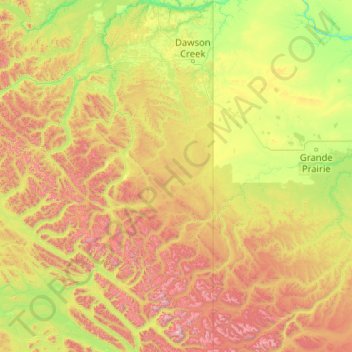Area D (Kiskatinaw Valley)地形图、海拔、地势