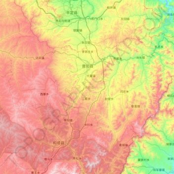 昔阳县地形图、海拔、地势