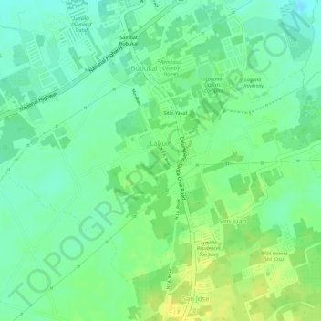 Labuin地形图、海拔、地势