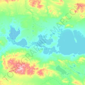 西金乌兰湖地形图、海拔、地势