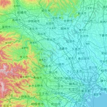 埼玉县地形图、海拔、地势