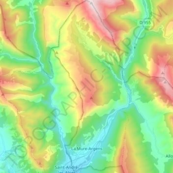 La Mure-Argens地形图、海拔、地势