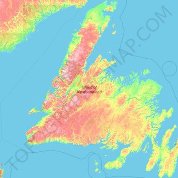 纽芬兰岛地形图、海拔、地势