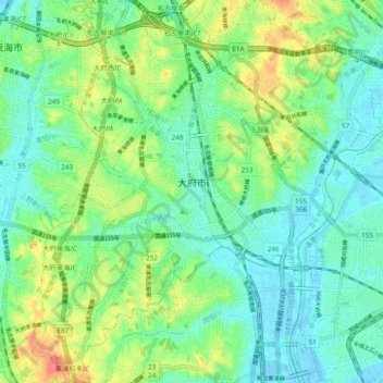 大府市地形图、海拔、地势