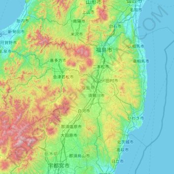 福岛县地形图、海拔、地势