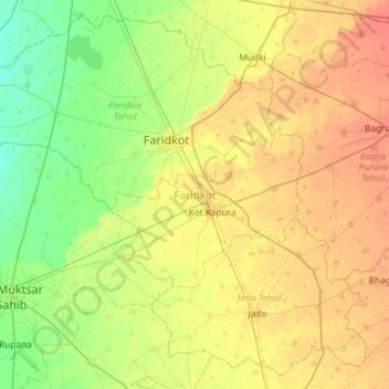 Faridkot地形图、海拔、地势
