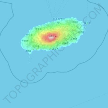 西歸浦市地形图、海拔、地势