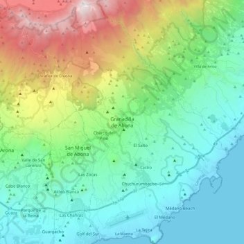 Granadilla de Abona地形图、海拔、地势