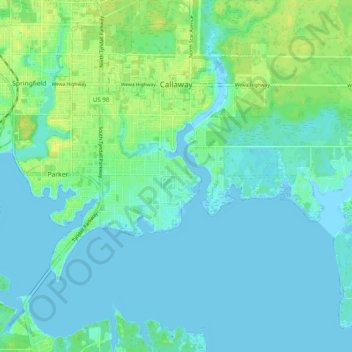 Callaway地形图、海拔、地势