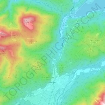 Wallgau地形图、海拔、地势