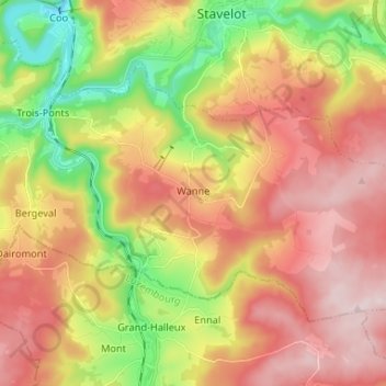 Wanne地形图、海拔、地势