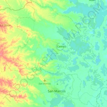Caimito地形图、海拔、地势