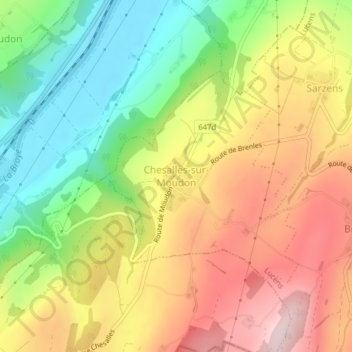 ChesallessurMoudon地形图、海拔、地势