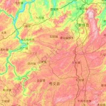 修文县地形图、海拔、地势