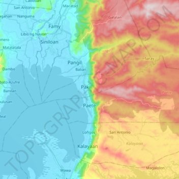 Paete地形图、海拔、地势