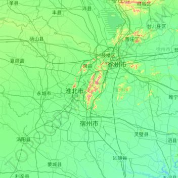 宿州市地形图、海拔、地势