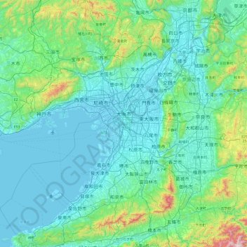 大阪府地形图、海拔、地势