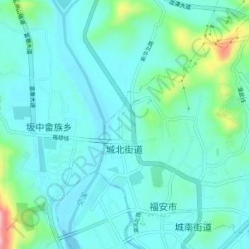 Chengbei Subdistrict地形图、海拔、地势