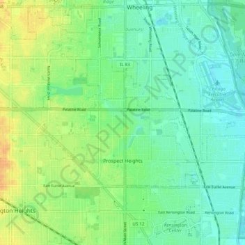 Prospect Heights地形图、海拔、地势