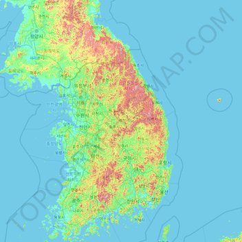 朝鲜半岛地形图、海拔、地势