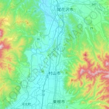 村山市地形图、海拔、地势