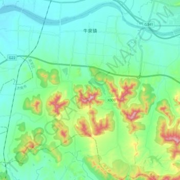 牛泉镇地形图、海拔、地势