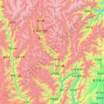 九龙县地形图、海拔、地势