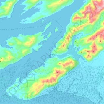 Cordova地形图、海拔、地势