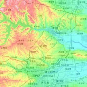 孟津区地形图、海拔、地势