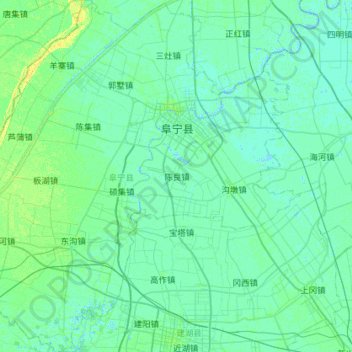 阜宁县地形图、海拔、地势