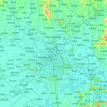 武汉市地形图、海拔、地势