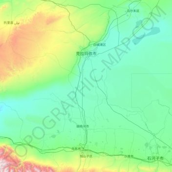 克拉玛依市地形图、海拔、地势