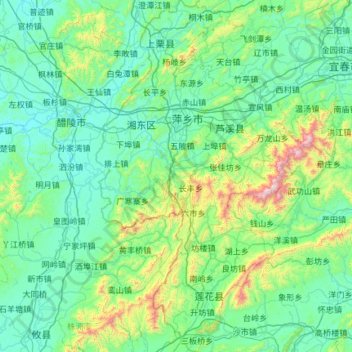 萍乡市地形图、海拔、地势