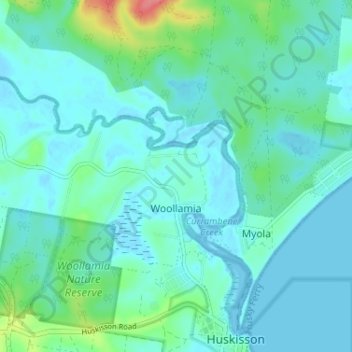 Woollamia地形图、海拔、地势
