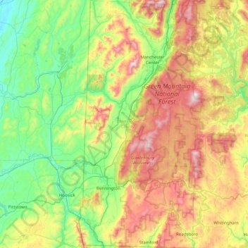 Bennington County地形图、海拔、地势