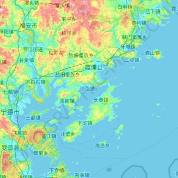 霞浦县地形图、海拔、地势