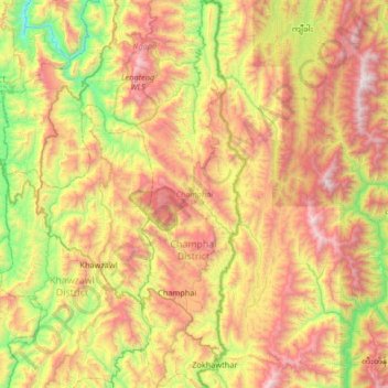 Champhai地形图、海拔、地势
