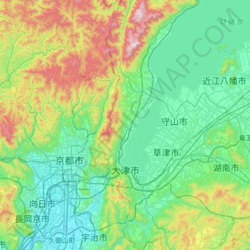 大津市地形图、海拔、地势