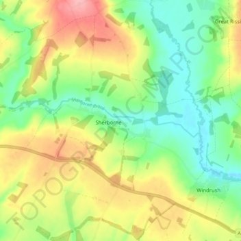 Sherborne地形图、海拔、地势