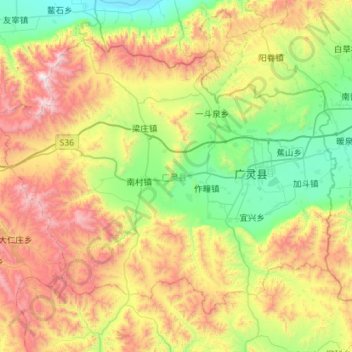 广灵县地形图、海拔、地势