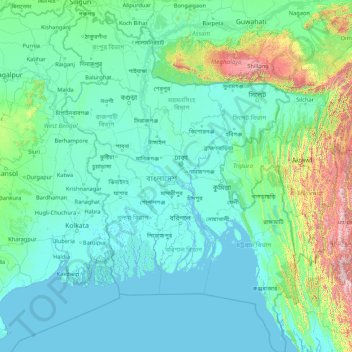 孟加拉国 / 孟加拉地形图、海拔、地势